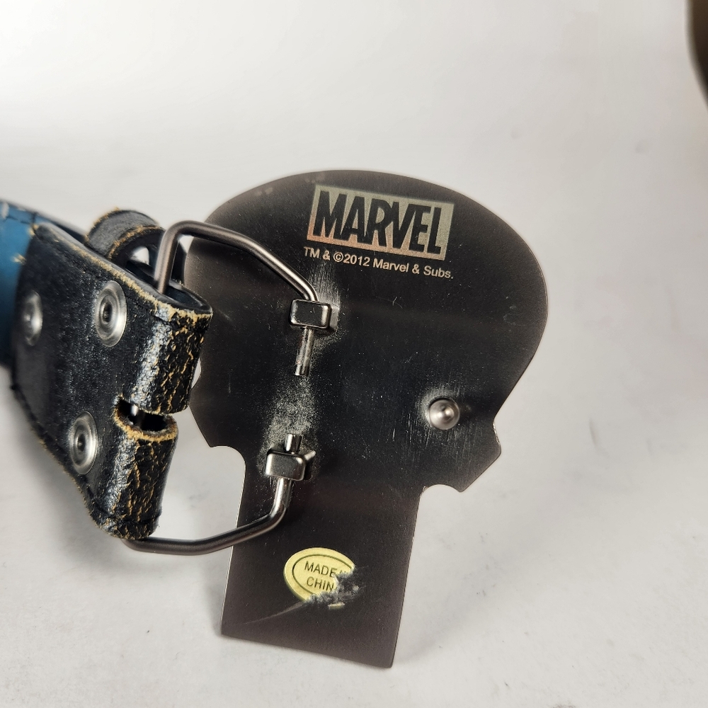 MARVEL Men's Belt Large Black Skull Vera Pelle Leather 36 - 38 Inch Grunge Goth - Picture 6 of 8